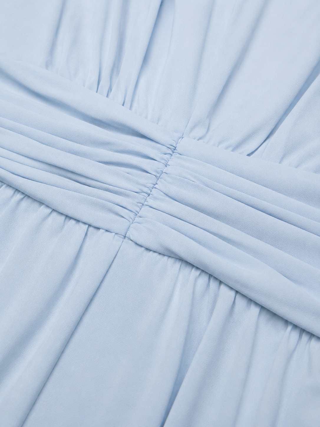 Abito Lungo Donna in Chiffon Arricciato Collo Alto Fluido