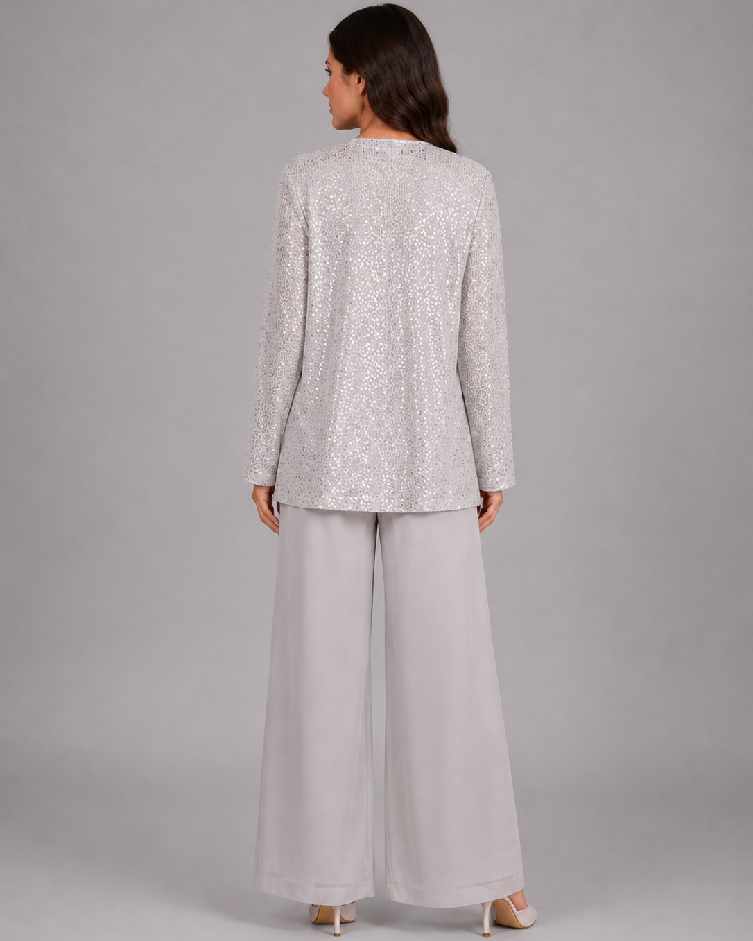 Completo Donna Tre Pezzi con Paillettes Giacca Top e Pantaloni