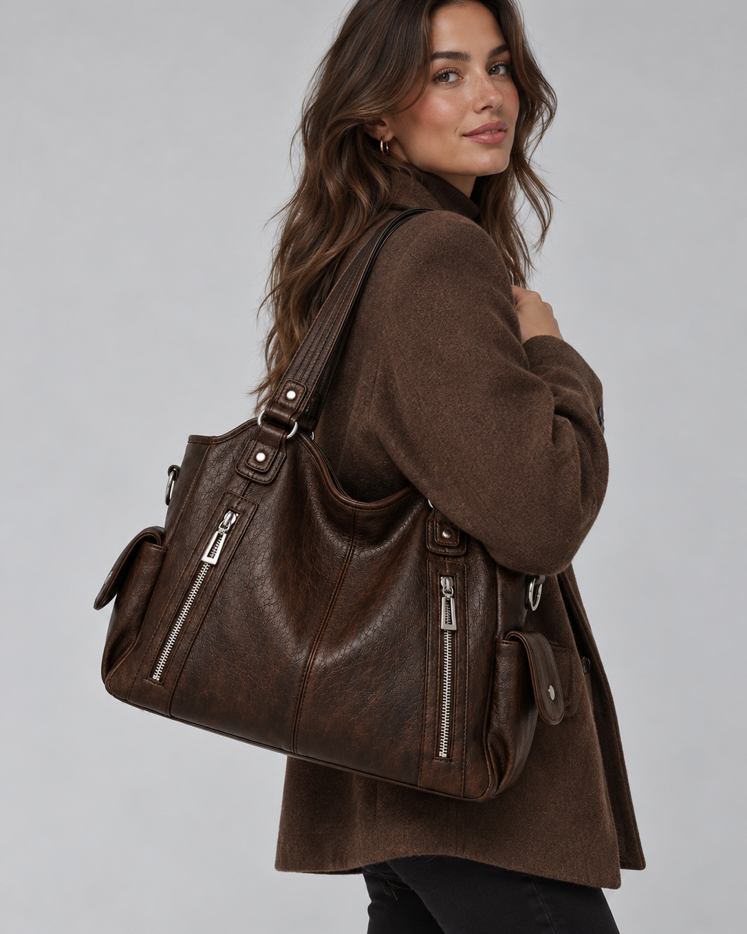 Borsa Donna a Spalla Grande Multitasche Stile Vintage