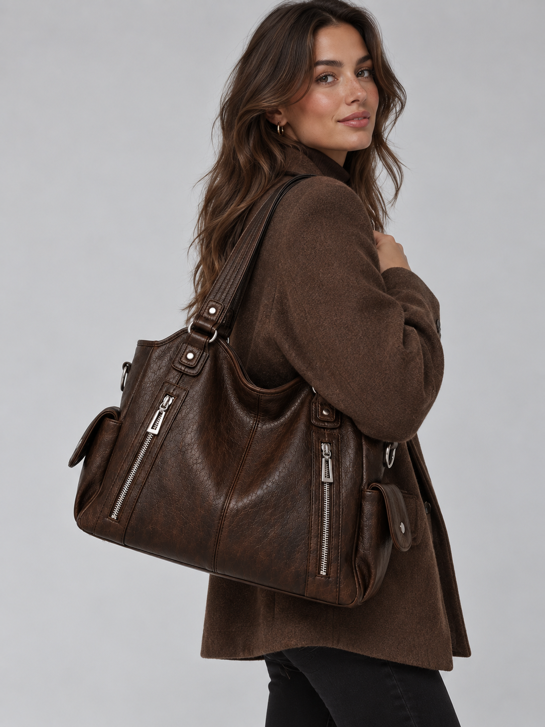 Borsa Donna a Spalla Grande Multitasche Stile Vintage