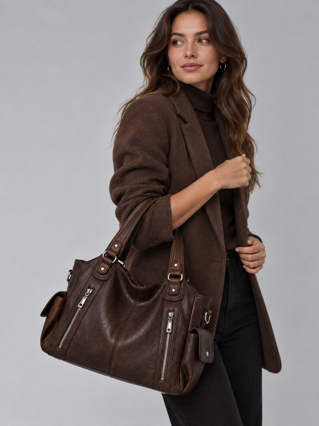 Borsa Donna a Spalla Grande Multitasche Stile Vintage