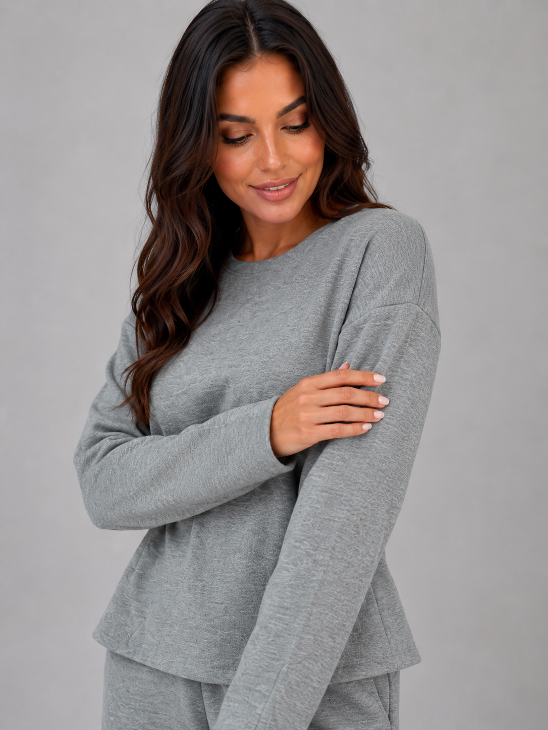 Completo Donna Lounge Top Aderente e Pantaloni Gamba Ampia