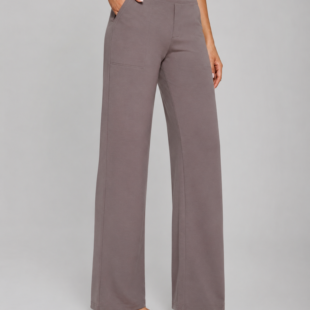 Pantaloni Donna Elasticizzati Gamba Dritta Vita Alta Comodi