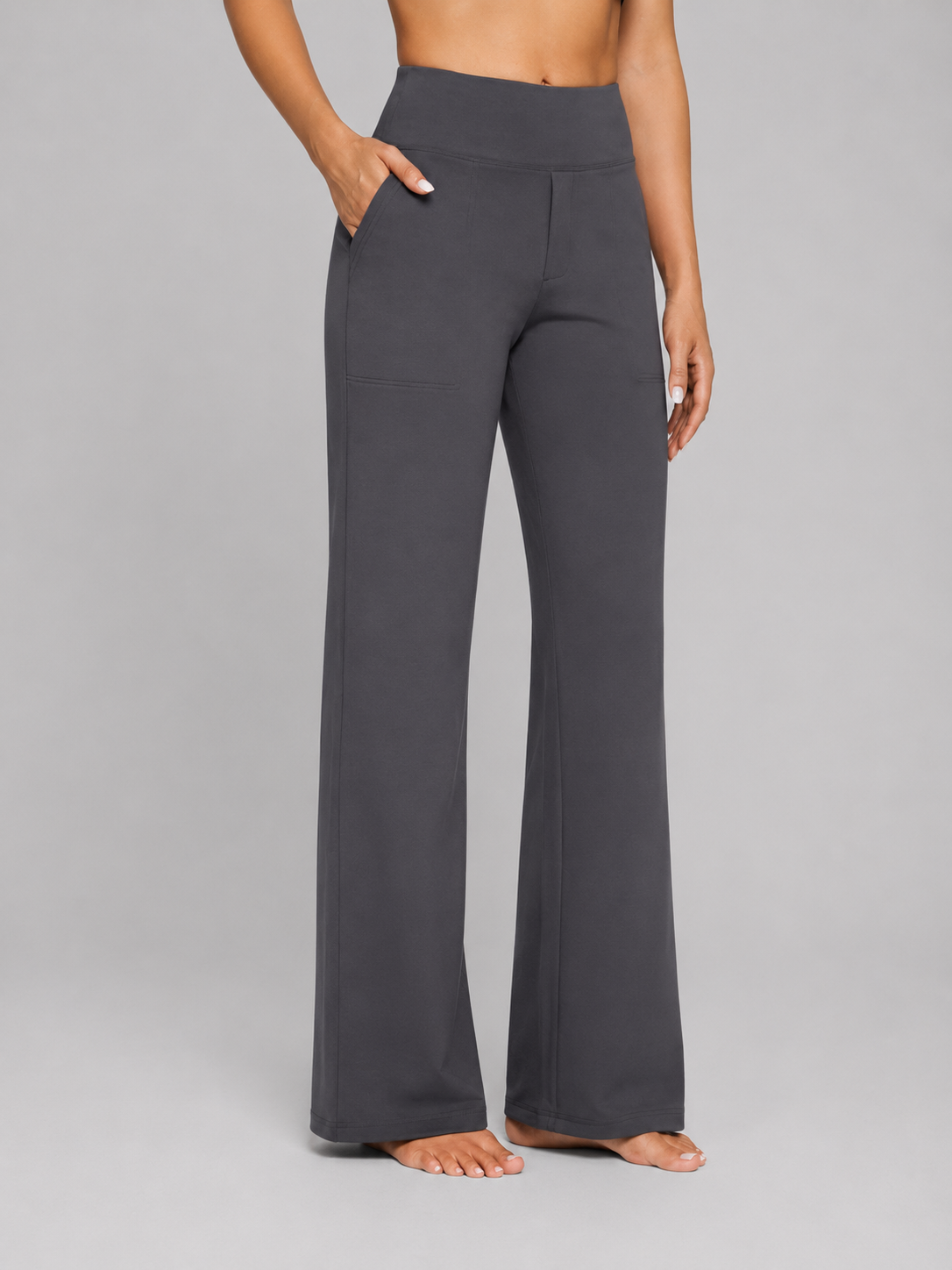 Pantaloni Donna Elasticizzati Gamba Dritta Vita Alta Comodi