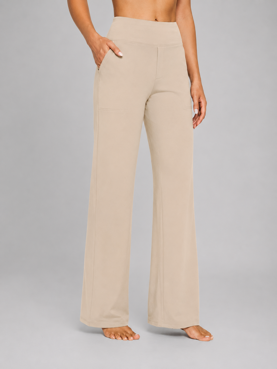 Pantaloni Donna Elasticizzati Gamba Dritta Vita Alta Comodi