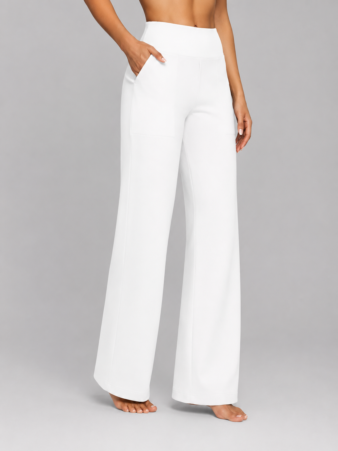 Pantaloni Donna Elasticizzati Gamba Dritta Vita Alta Comodi