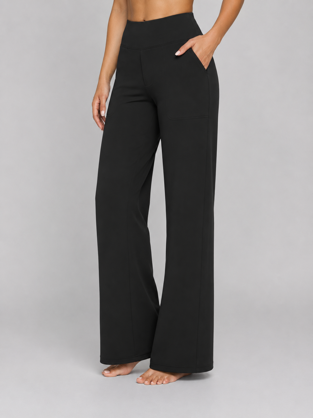 Pantaloni Donna Elasticizzati Gamba Dritta Vita Alta Comodi