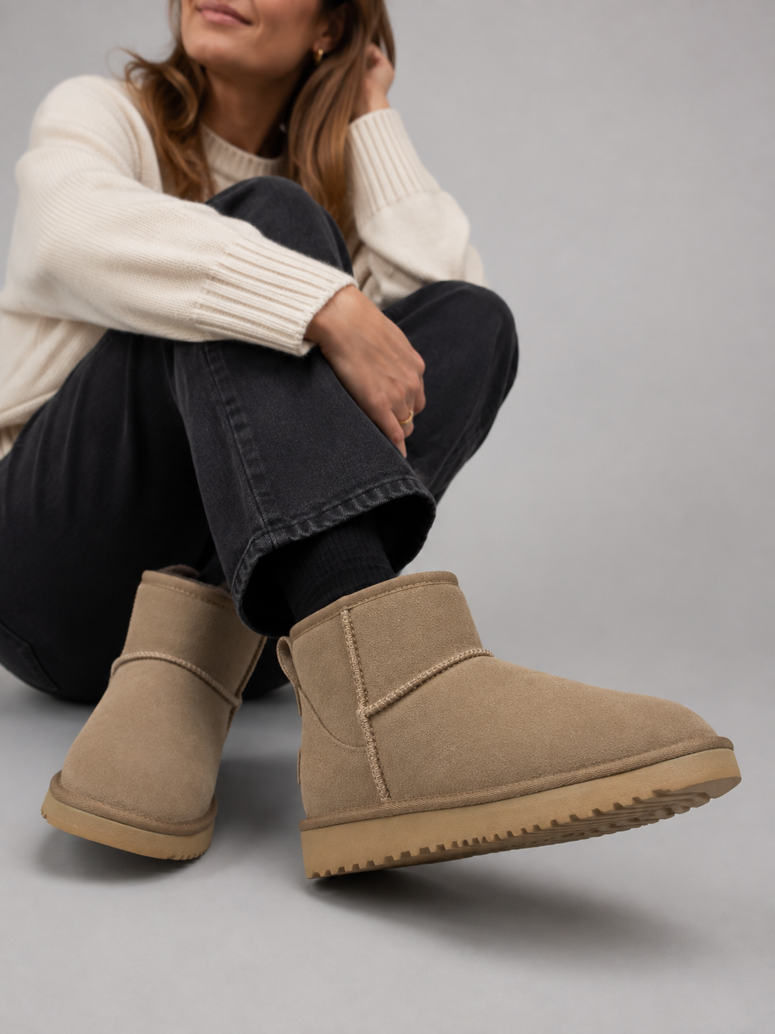Stivaletti Donna in Camoscio con Shearling Naturale
