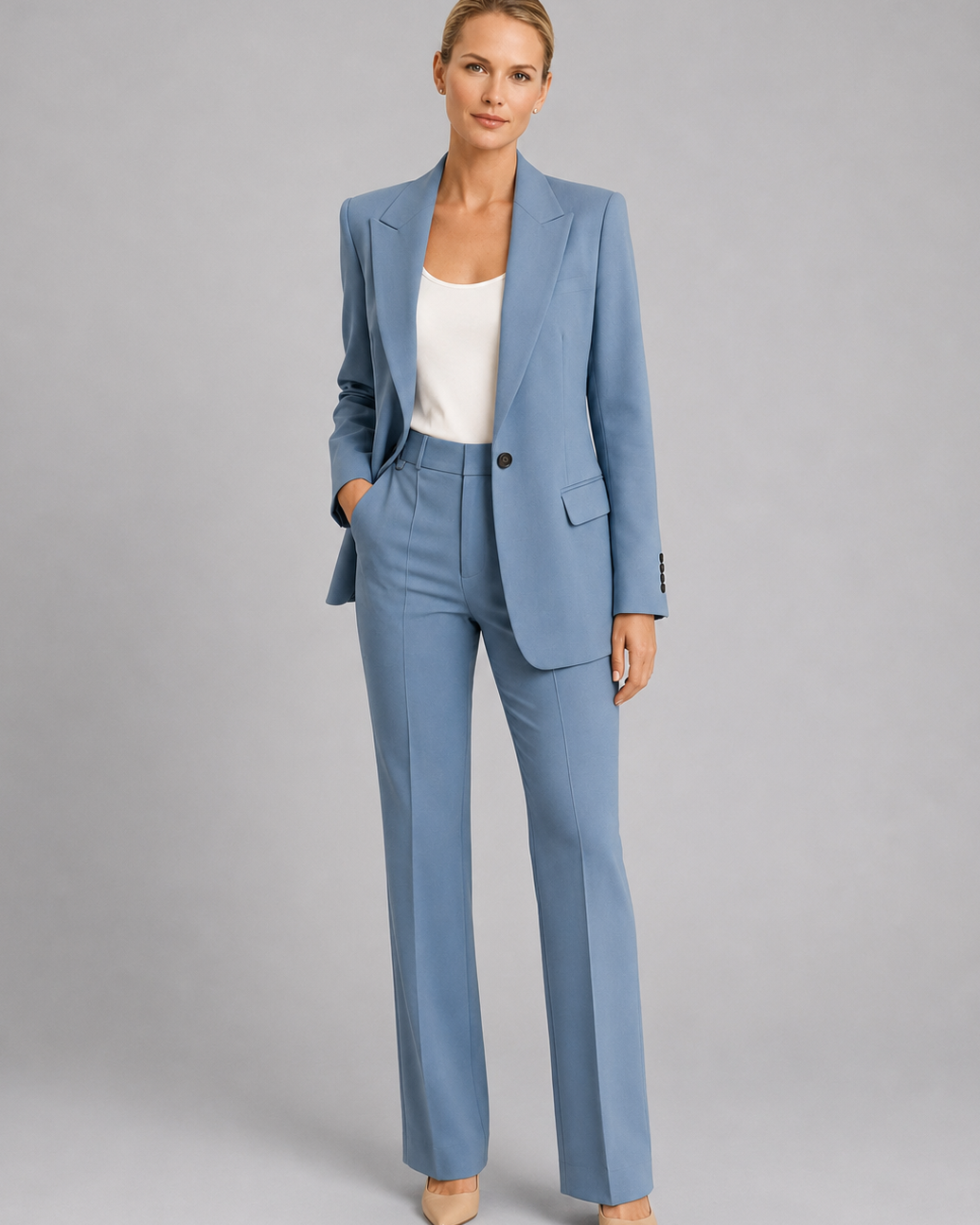 Tailleur Donna Blazer e Pantaloni Vita Alta Strutturato