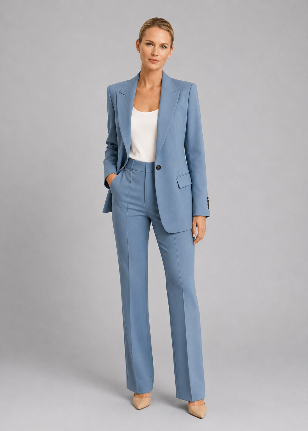 Tailleur Donna Blazer e Pantaloni Vita Alta Strutturato