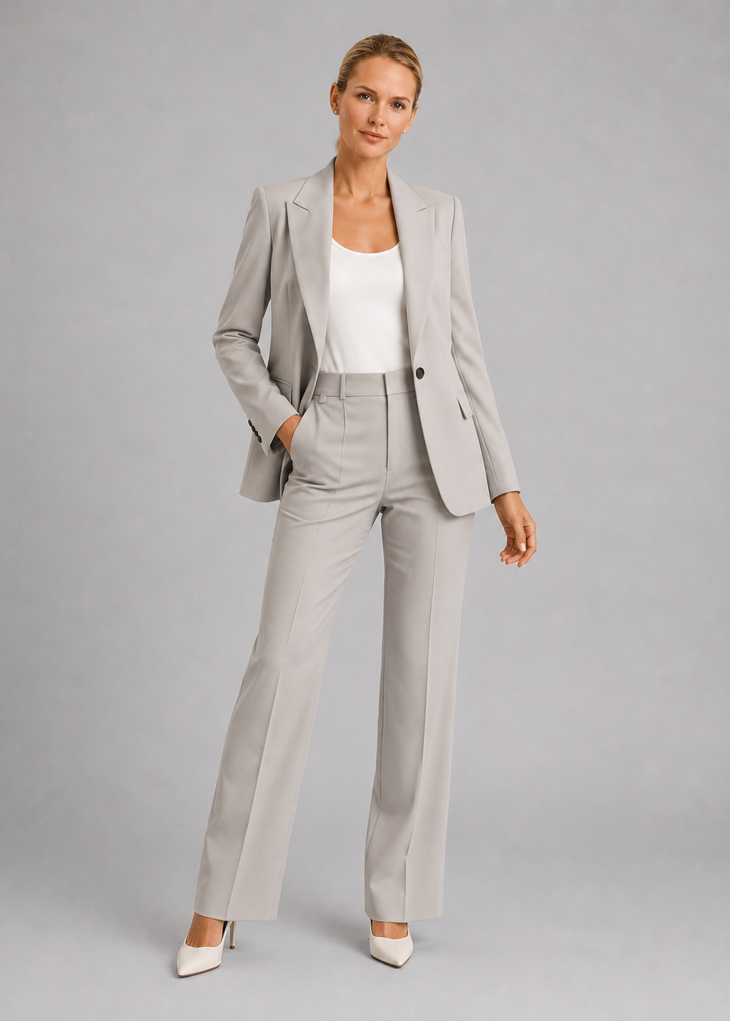 Tailleur Donna Blazer e Pantaloni Vita Alta Strutturato