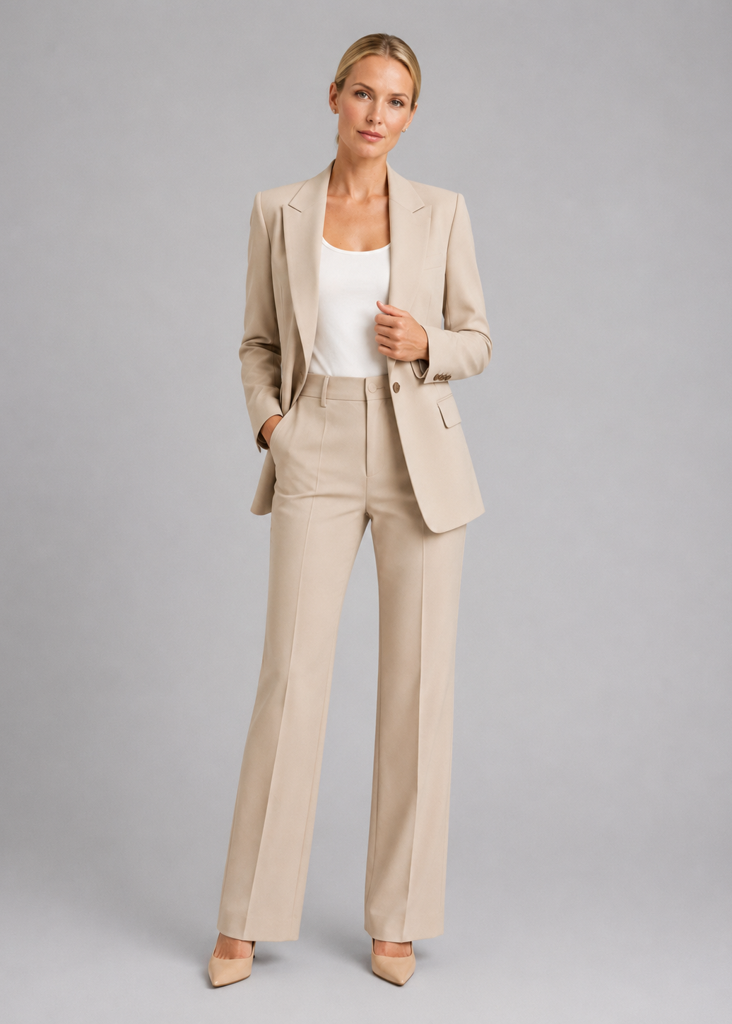 Tailleur Donna Blazer e Pantaloni Vita Alta Strutturato
