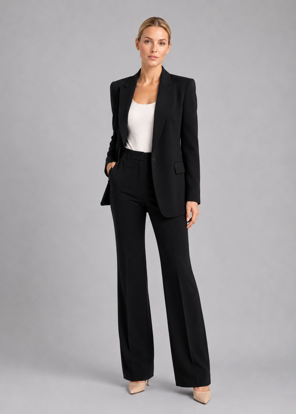 Tailleur Donna Blazer e Pantaloni Vita Alta Strutturato