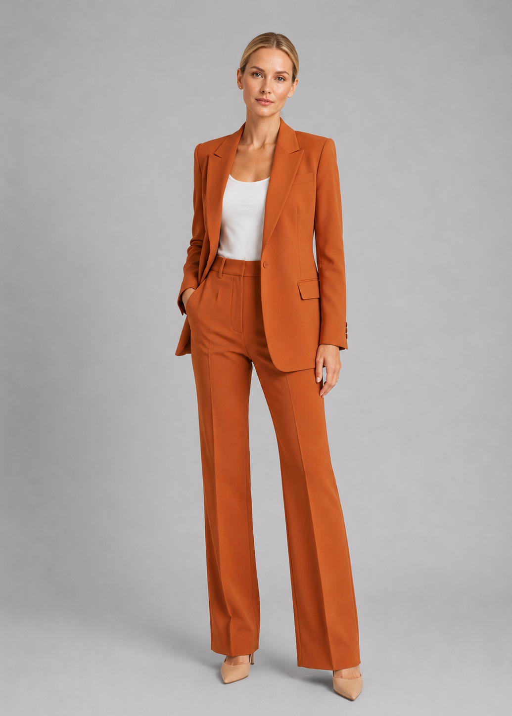 Tailleur Donna Blazer e Pantaloni Vita Alta Strutturato
