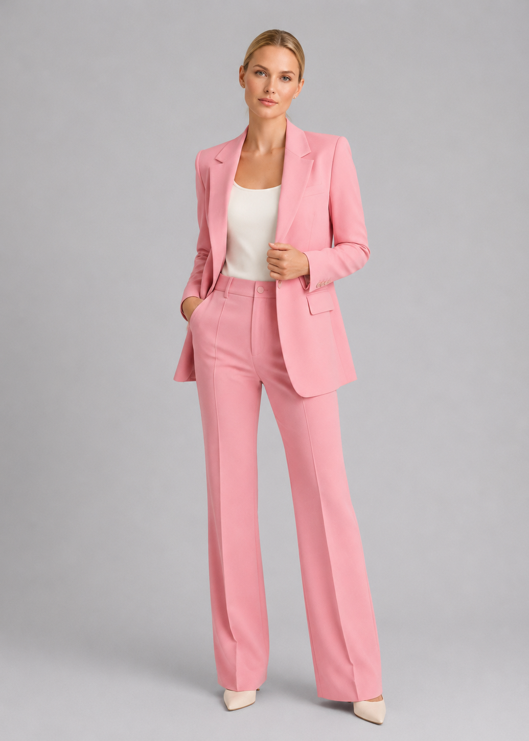 Tailleur Donna Blazer e Pantaloni Vita Alta Strutturato