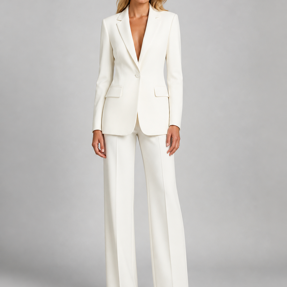 Tailleur Donna Blazer Sartoriale e Pantaloni Palazzo Elegante