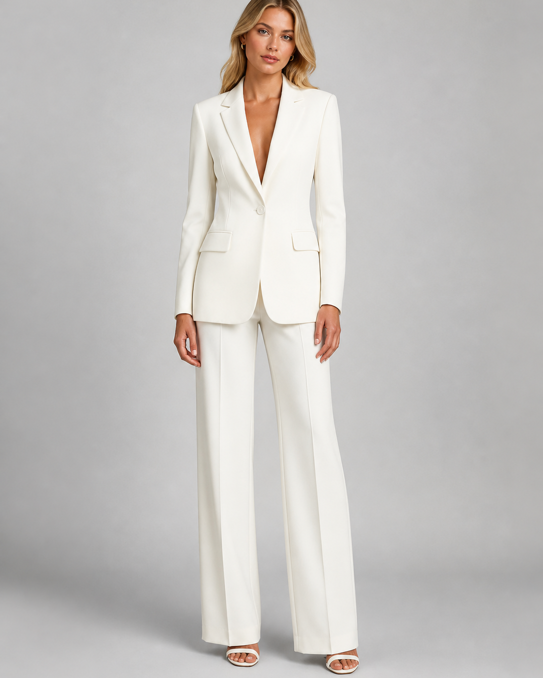 Tailleur Donna Blazer Sartoriale e Pantaloni Palazzo Elegante
