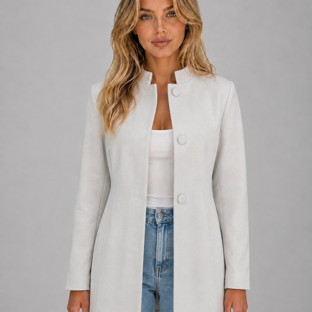 Cappotto Donna Sartoriale Lungo con Bottoni Coperti