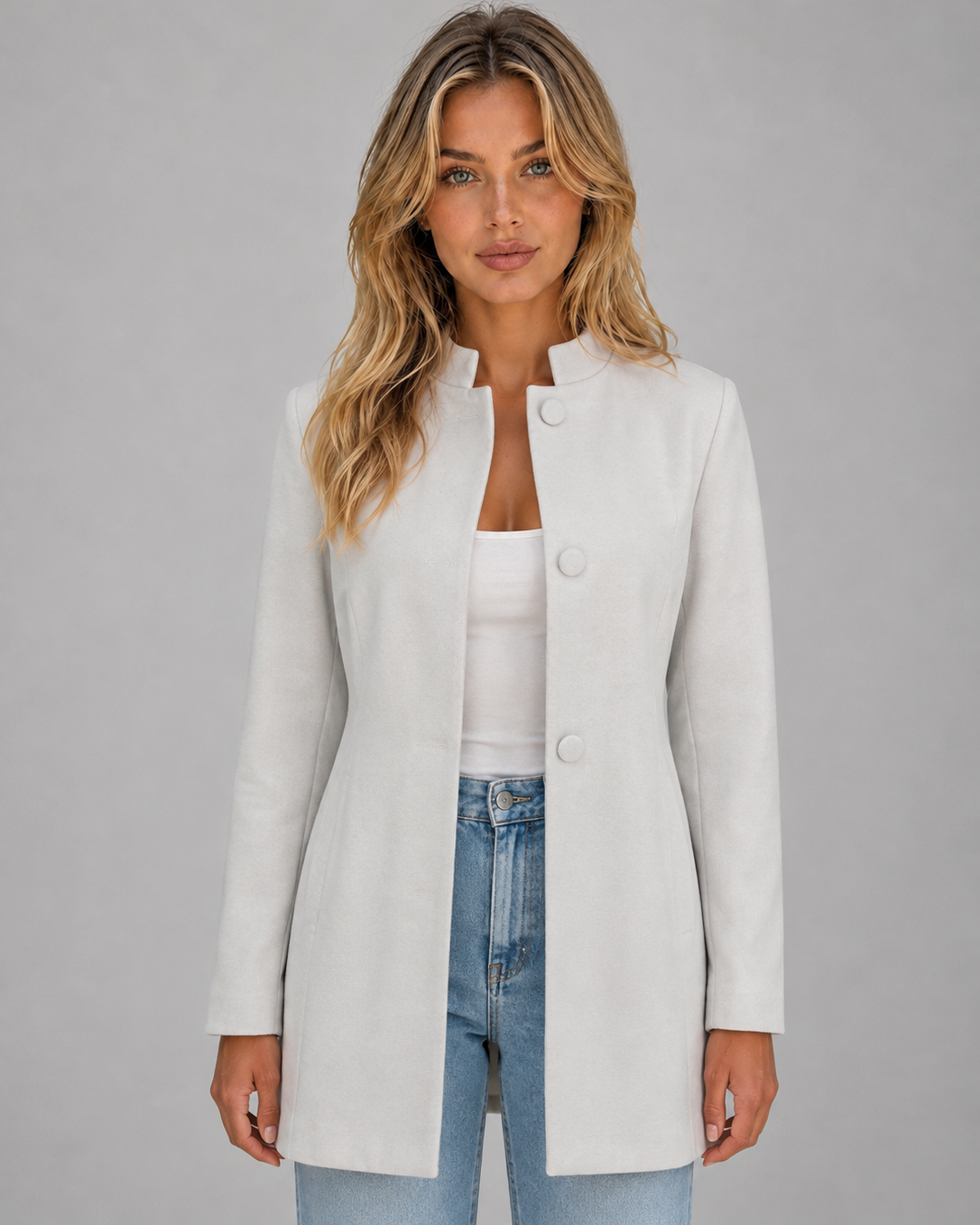 Cappotto Donna Sartoriale Lungo con Bottoni Coperti