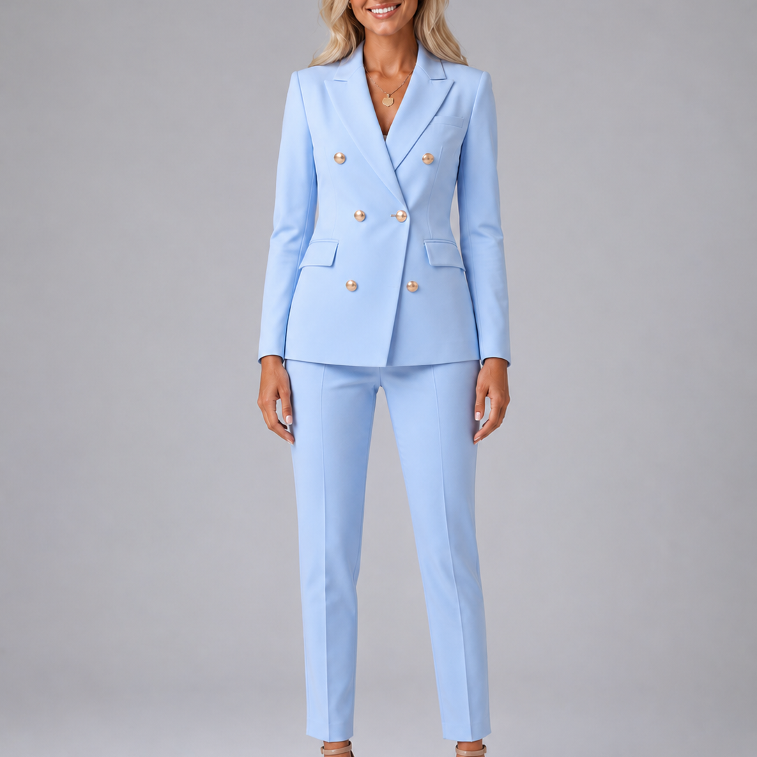 Tailleur Donna Doppiopetto Blazer e Pantaloni Strutturato