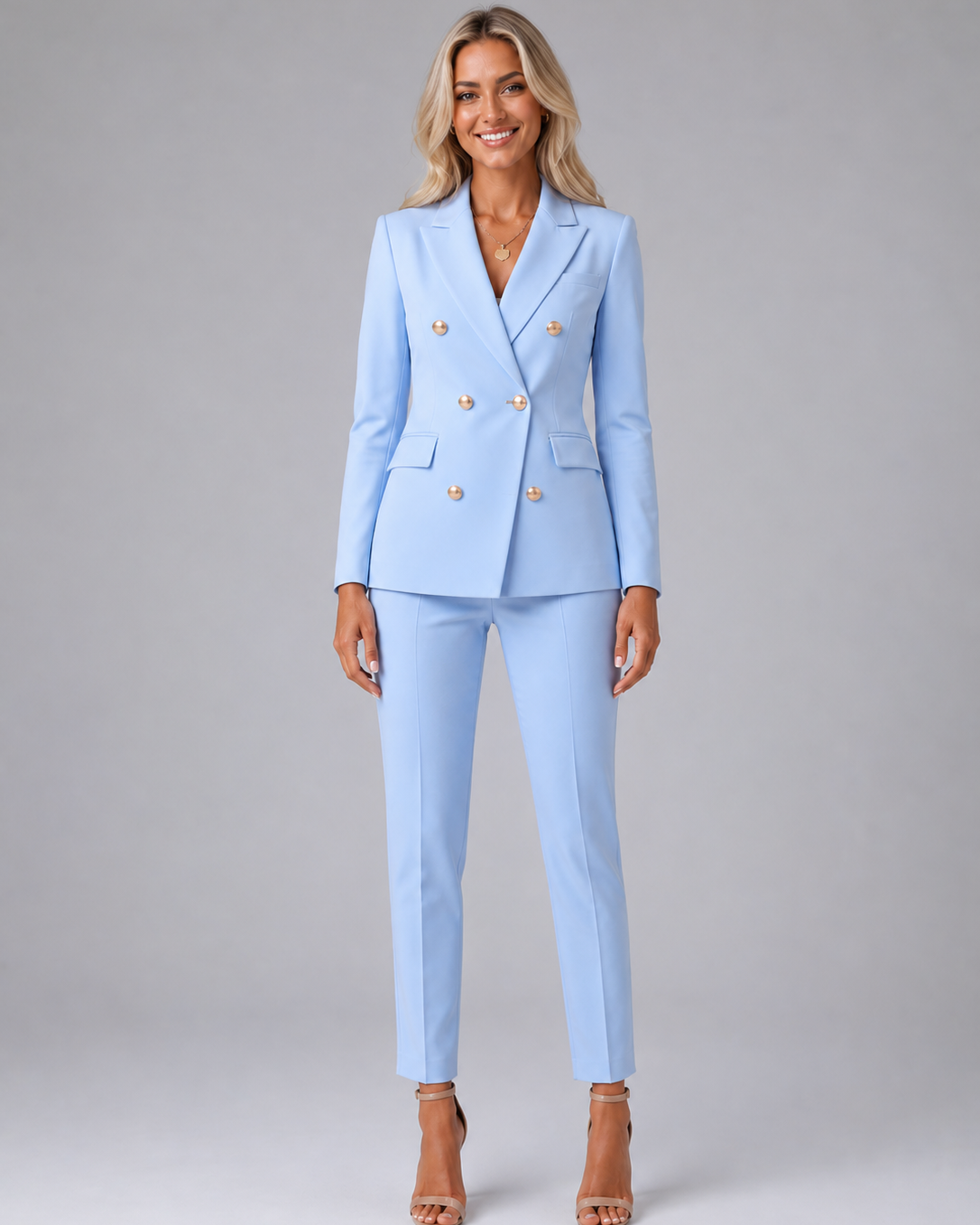 Tailleur Donna Doppiopetto Blazer e Pantaloni Strutturato