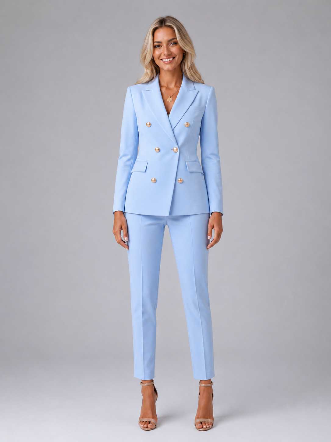 Tailleur Donna Doppiopetto Blazer e Pantaloni Strutturato