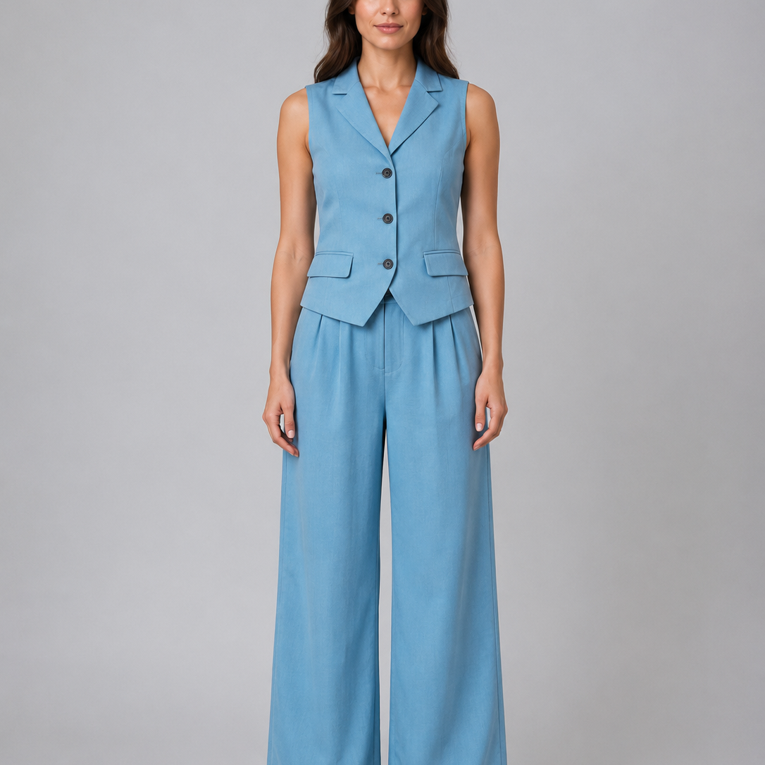 Completo Donna Gilet e Pantaloni Palazzo Smart Elegante