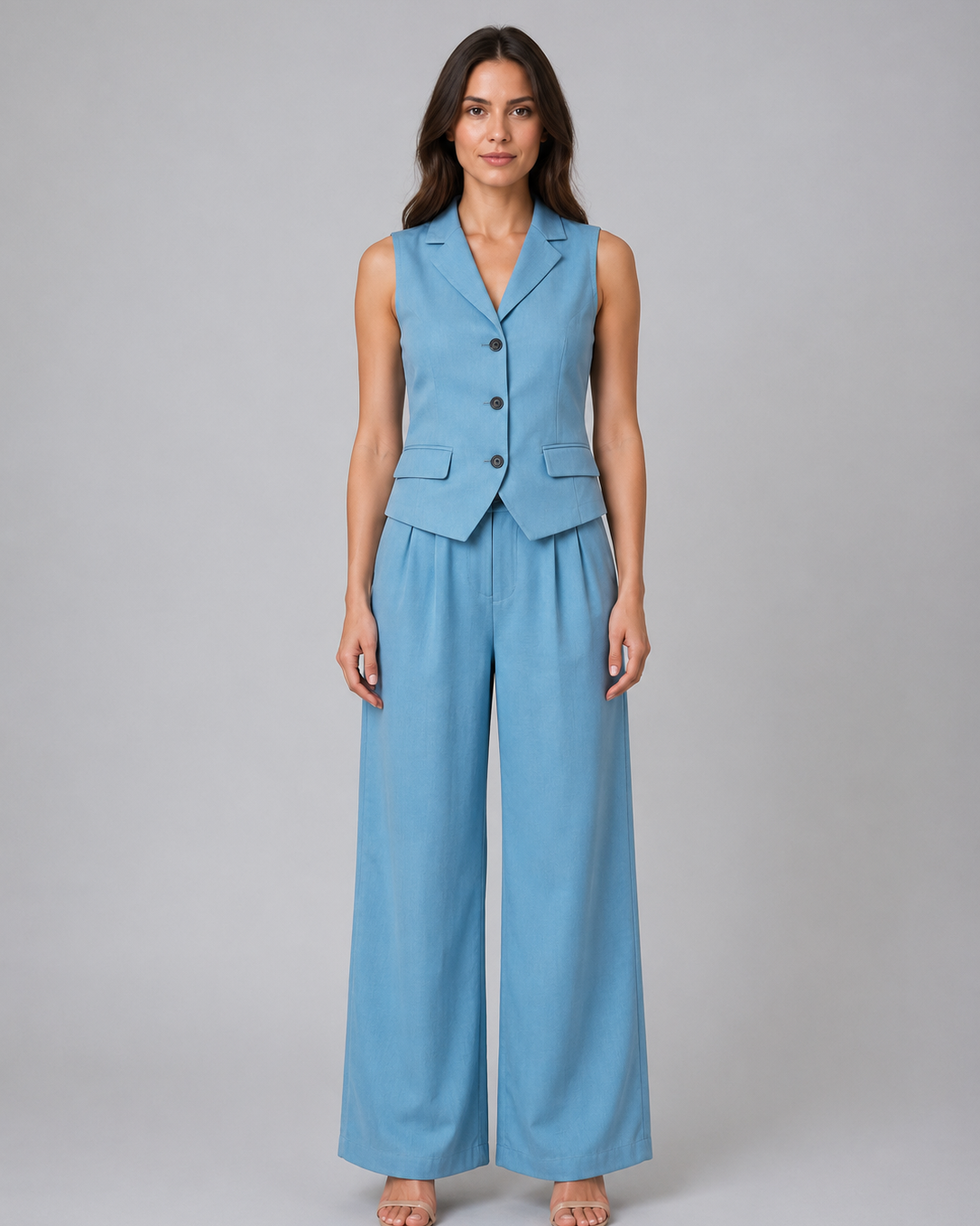 Completo Donna Gilet e Pantaloni Palazzo Smart Elegante