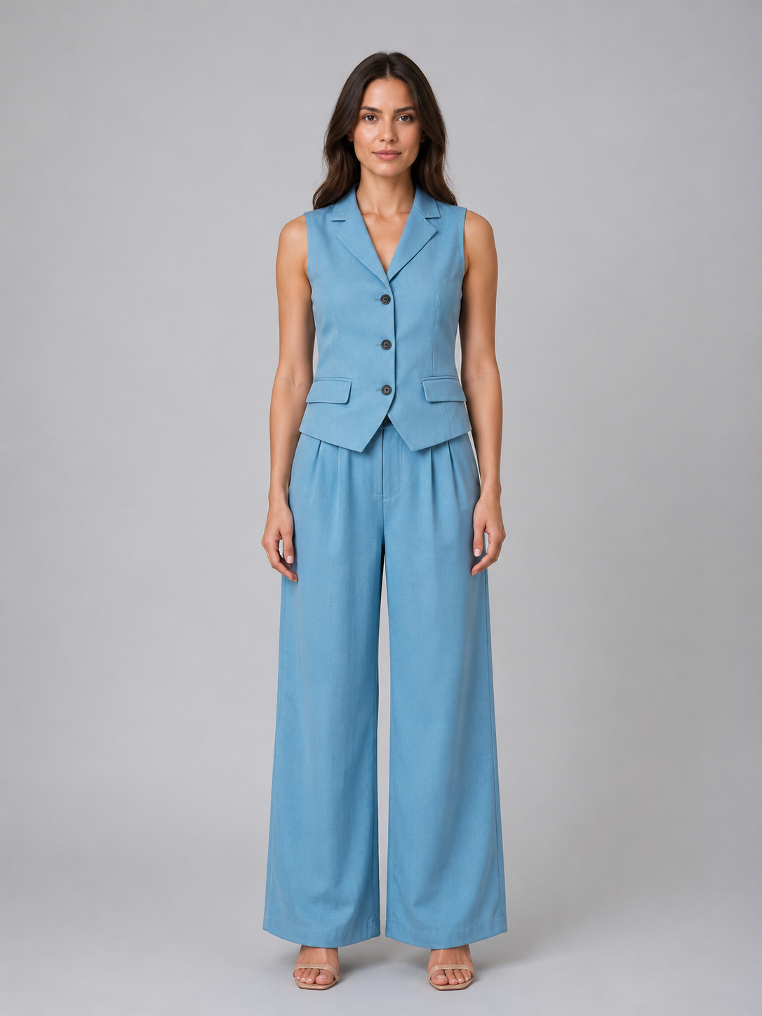 Completo Donna Gilet e Pantaloni Palazzo Smart Elegante