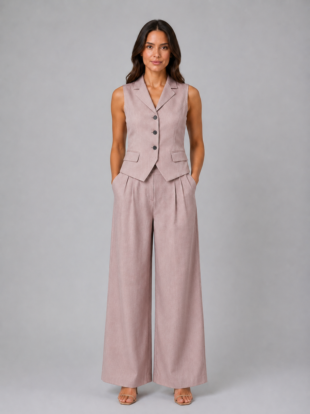 Completo Donna Gilet e Pantaloni Palazzo Smart Elegante