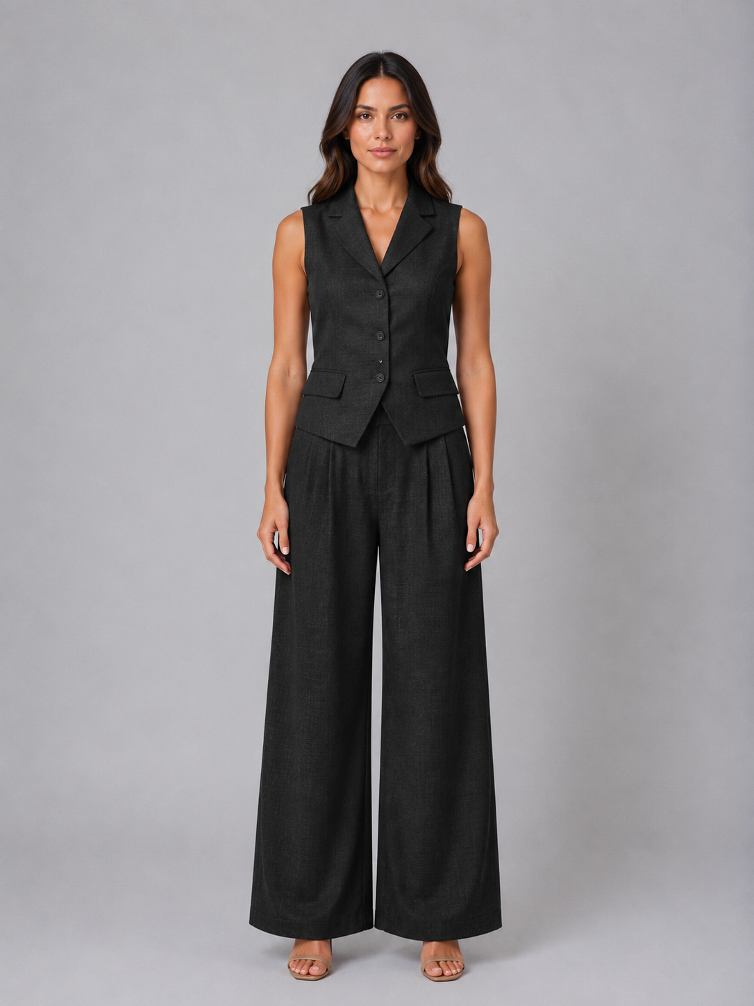 Completo Donna Gilet e Pantaloni Palazzo Smart Elegante