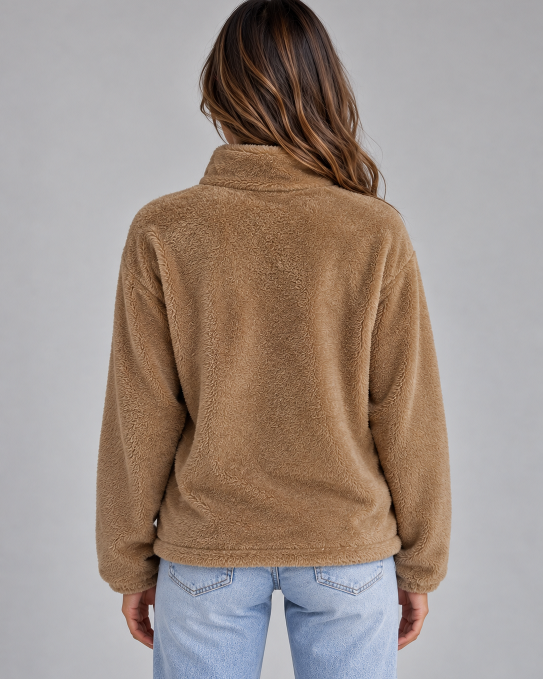 Giacca Donna in Pile Teddy con Zip e Collo Alto