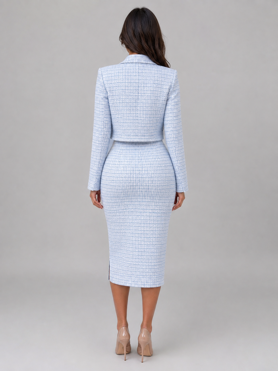 Completo Donna in Tweed Abito Midi e Blazer Corto