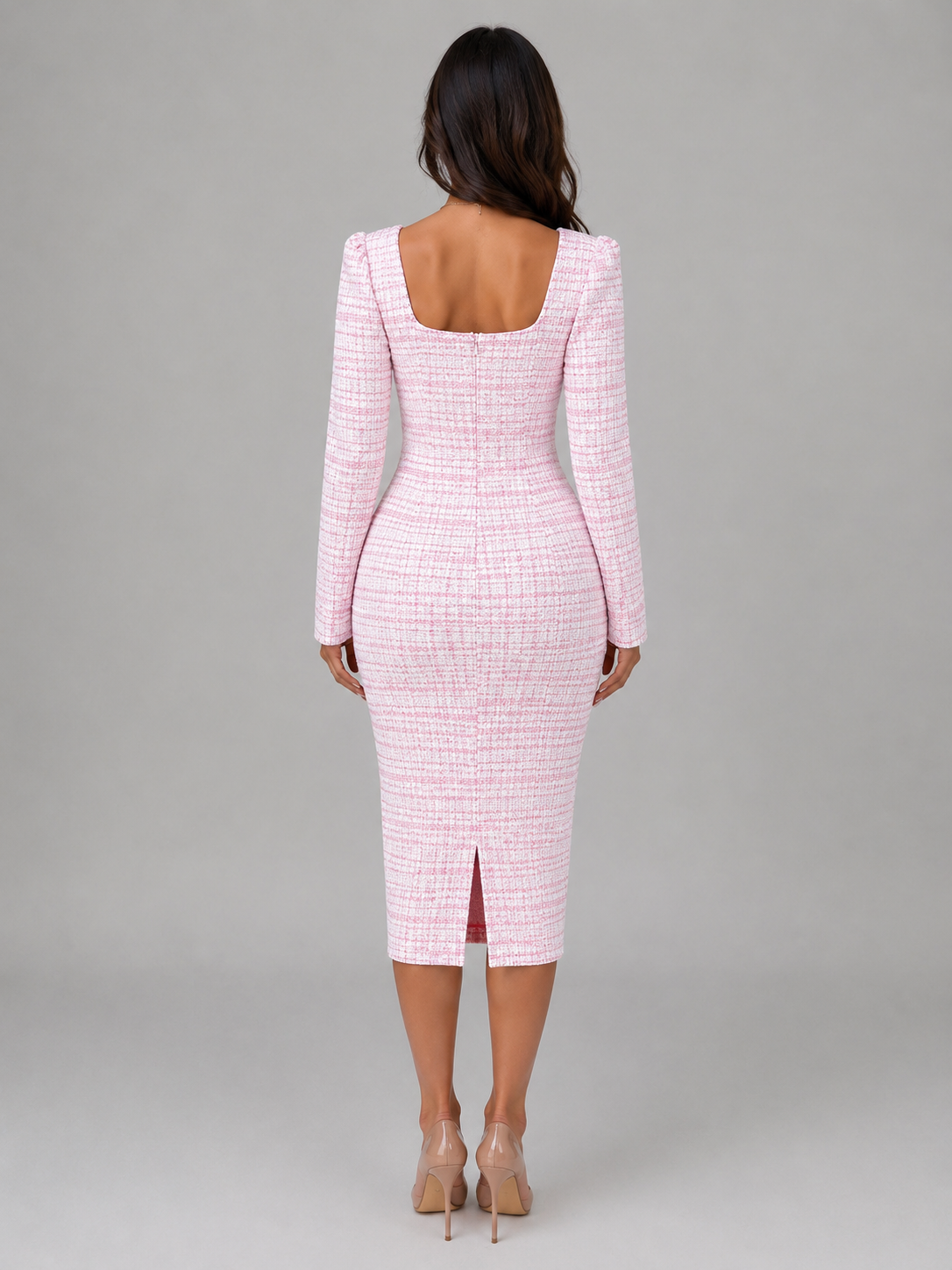 Completo Donna in Tweed Abito Midi e Blazer Corto