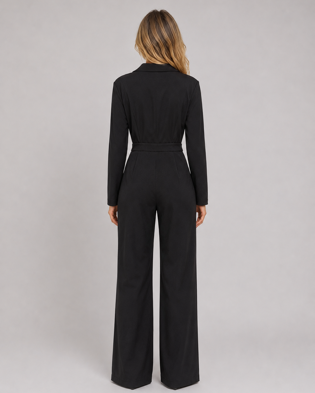 Tuta Donna Elegante Nera a Portafoglio con Cintura