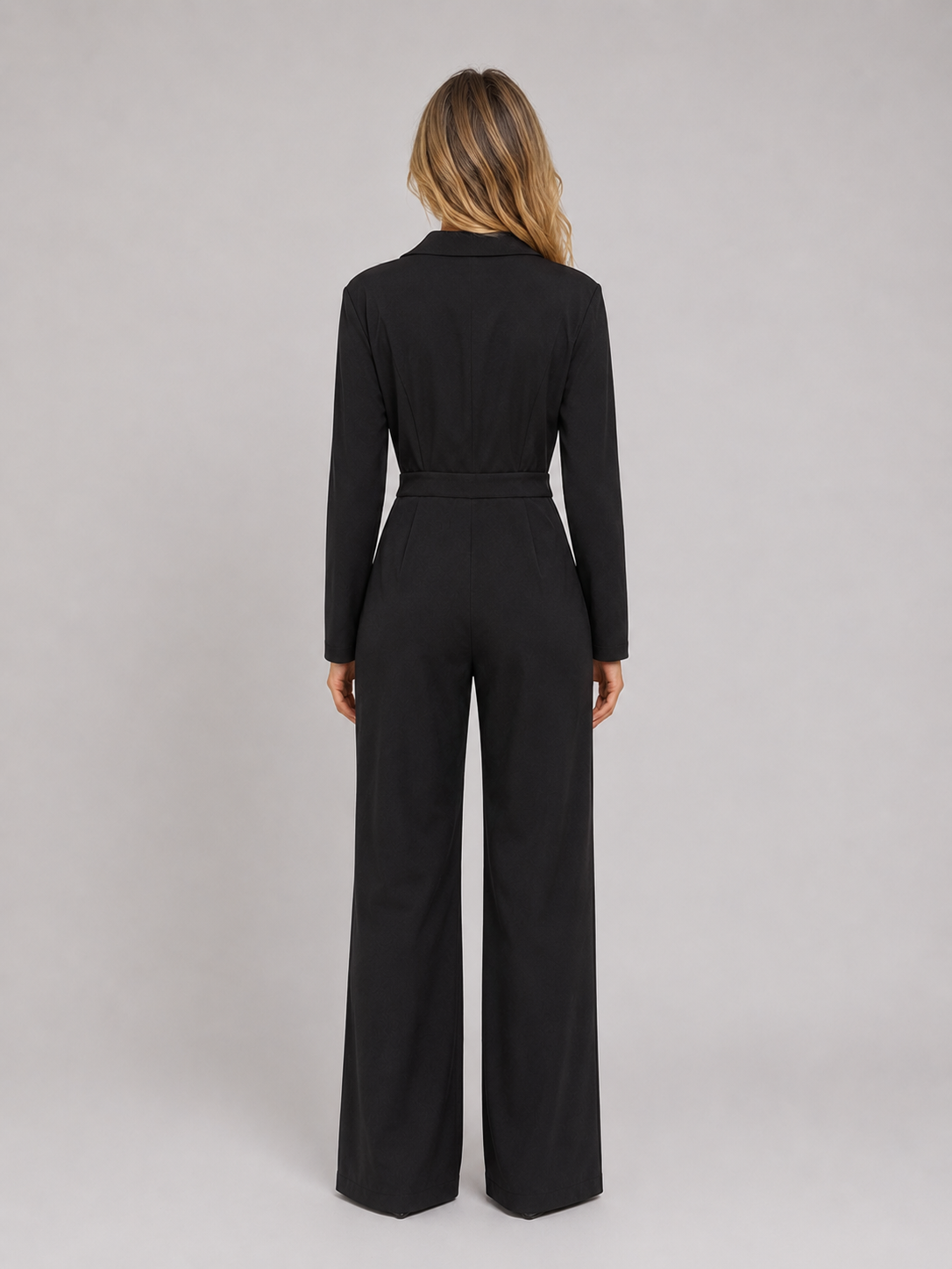 Tuta Donna Elegante Nera a Portafoglio con Cintura