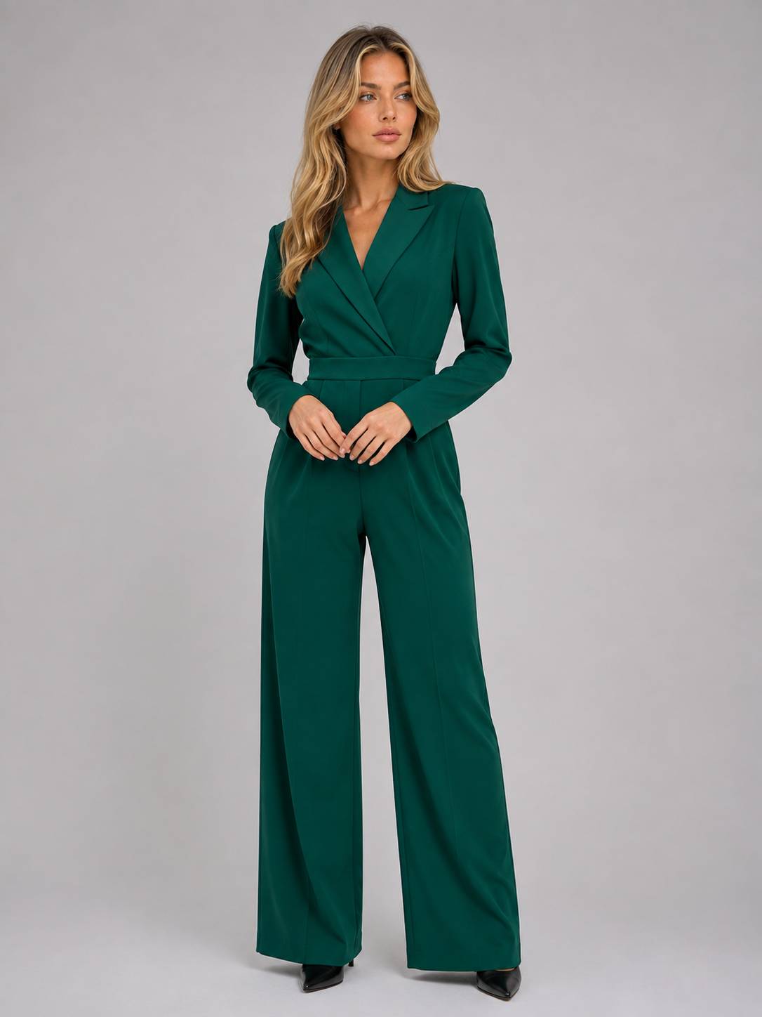 Tuta Donna Elegante Nera a Portafoglio con Cintura