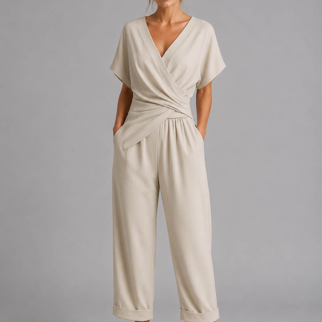 Completo Donna Top a Portafoglio e Pantaloni Cropped Estivo