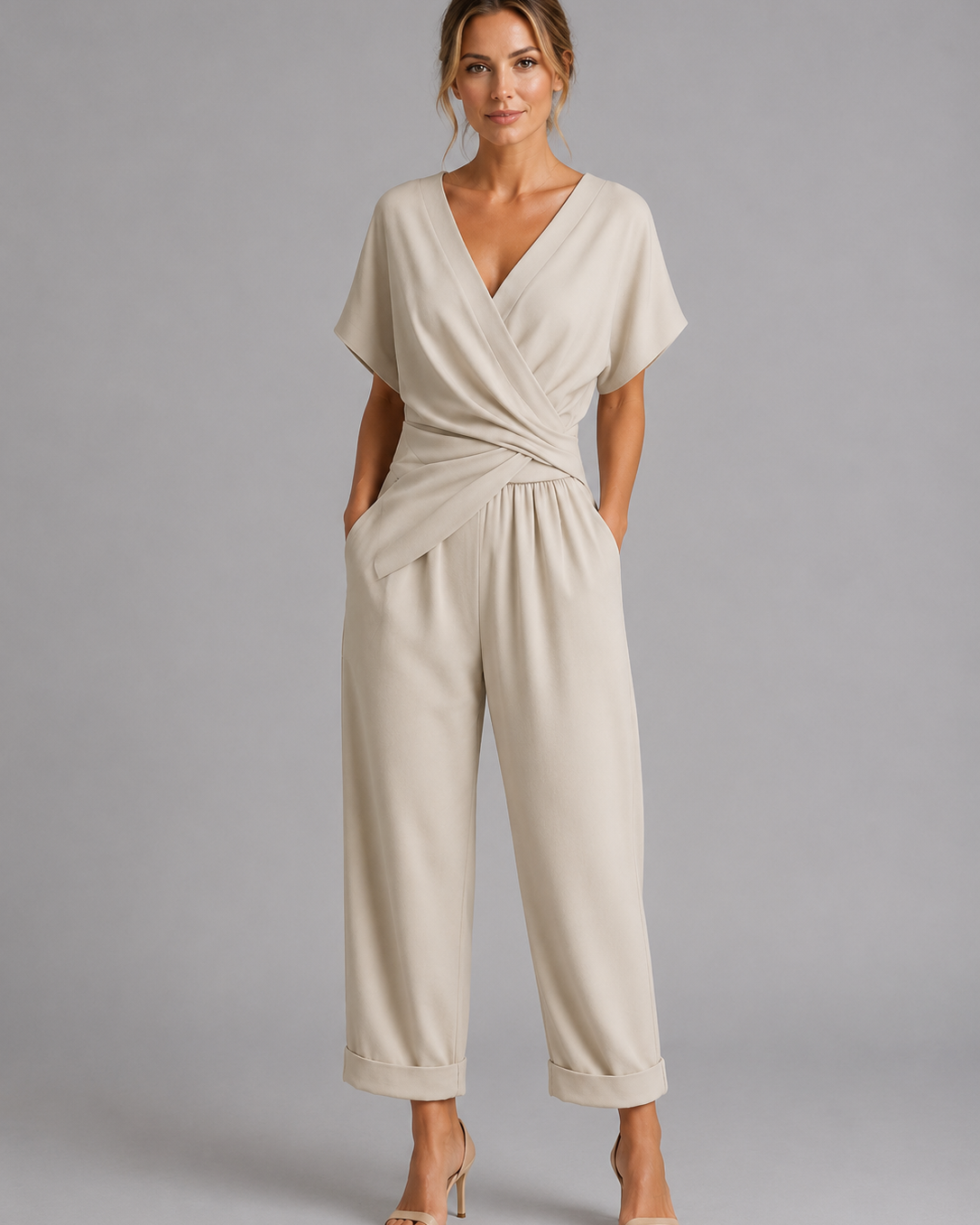 Completo Donna Top a Portafoglio e Pantaloni Cropped Estivo