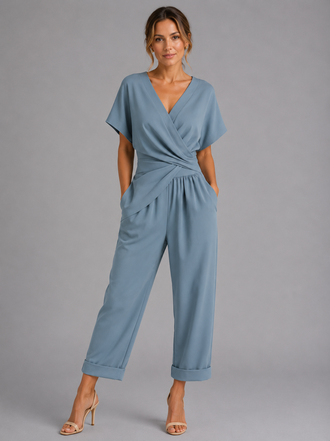 Completo Donna Top a Portafoglio e Pantaloni Cropped Estivo
