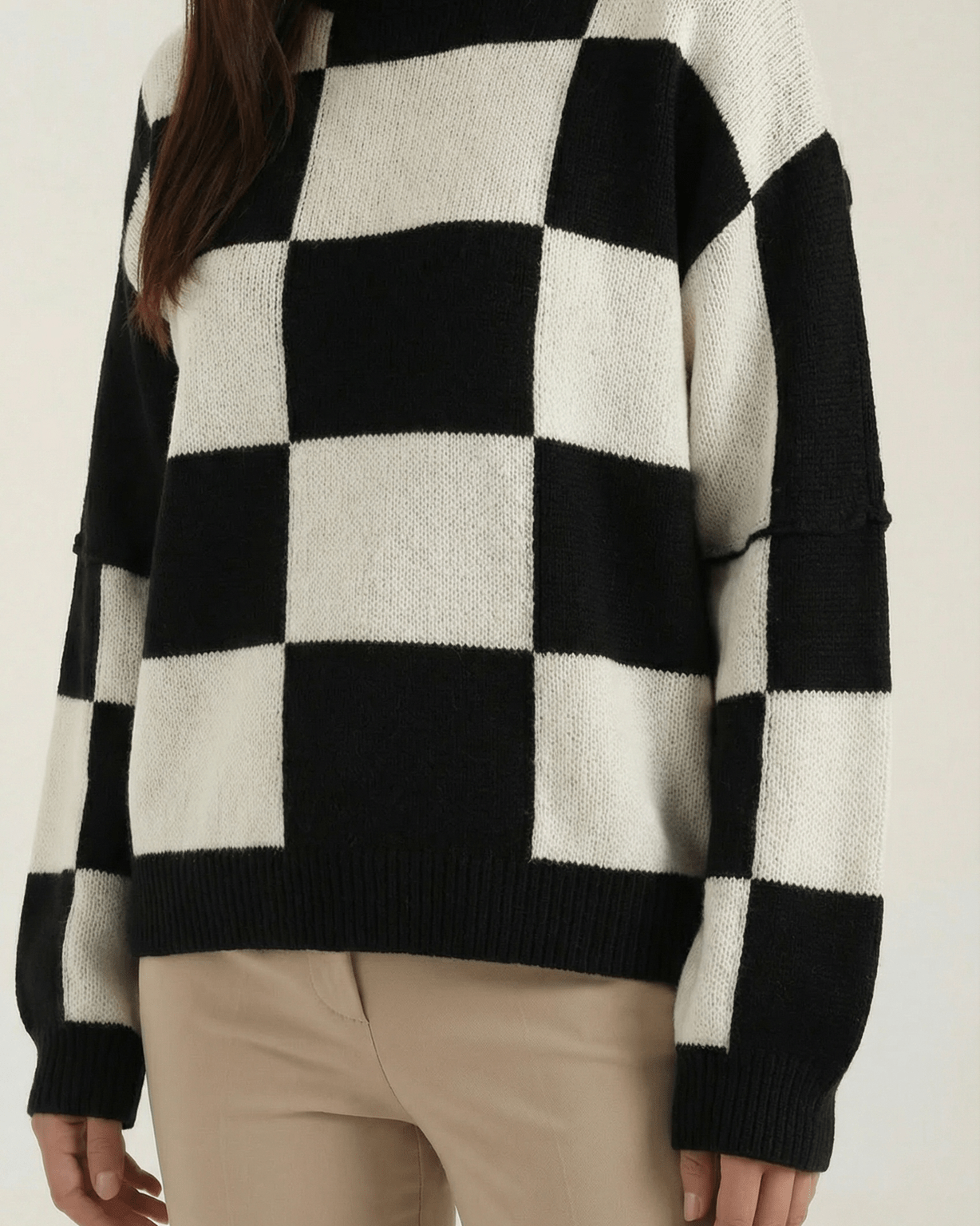 Aurazio Maglione a Quadri Checkered da Donna
