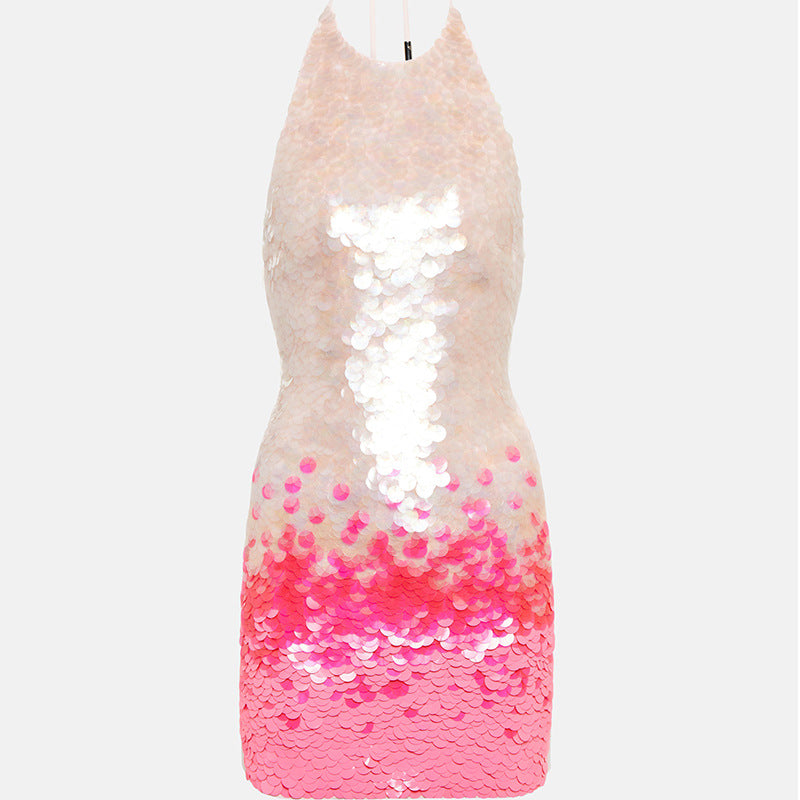Aurazio Abito Mini Con Scollo All'americana E Paillettes