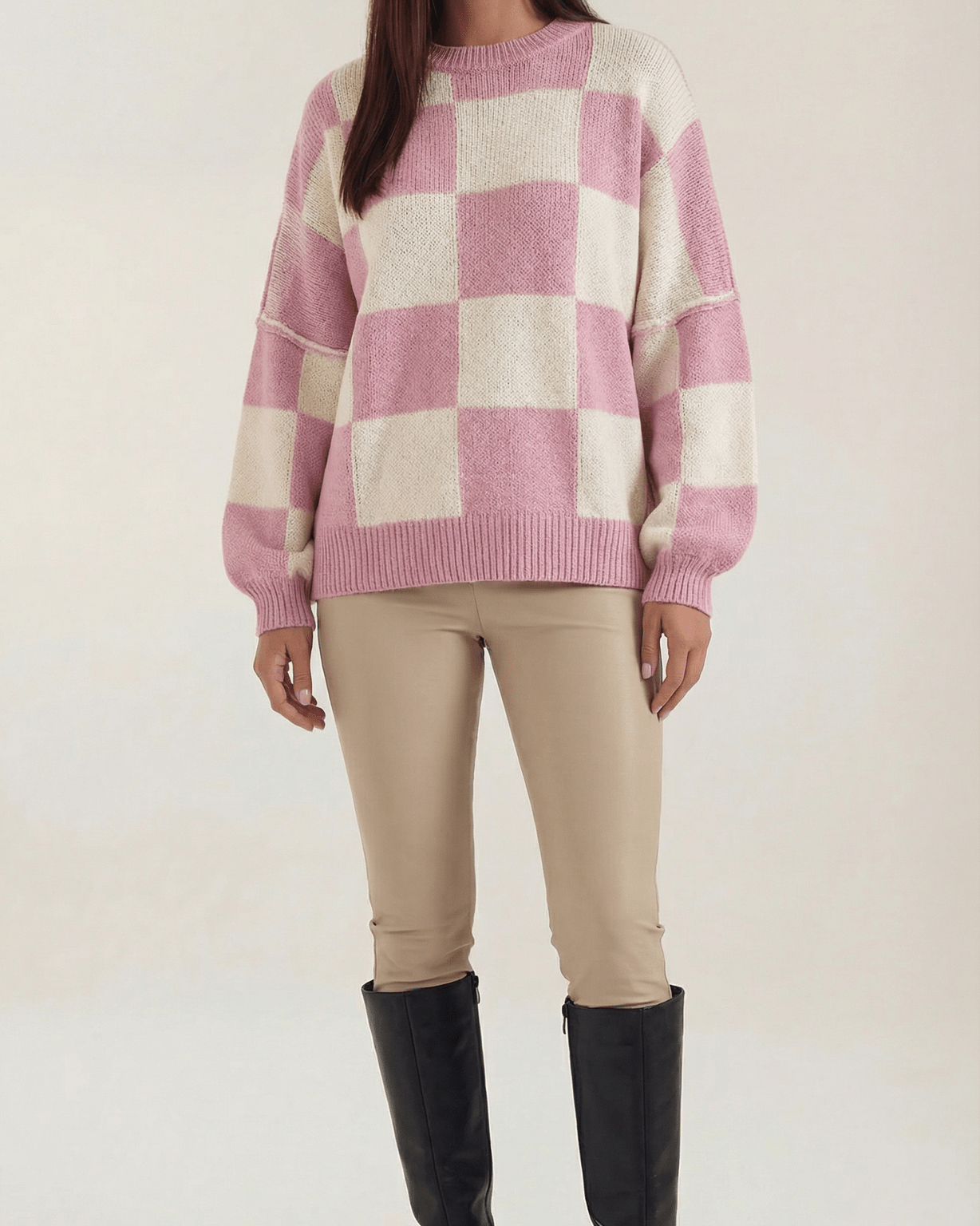 Aurazio Maglione a Quadri Checkered da Donna