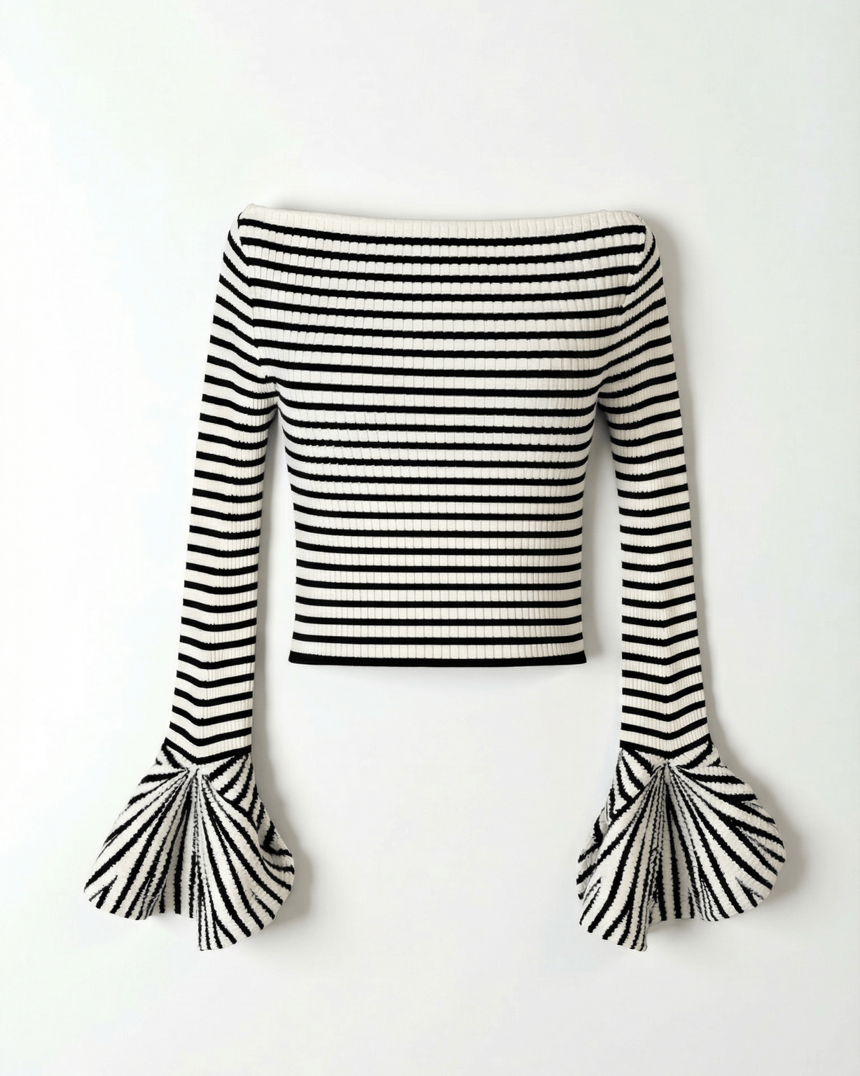 Aurazio Top a Righe con Maniche a Volant da Donna