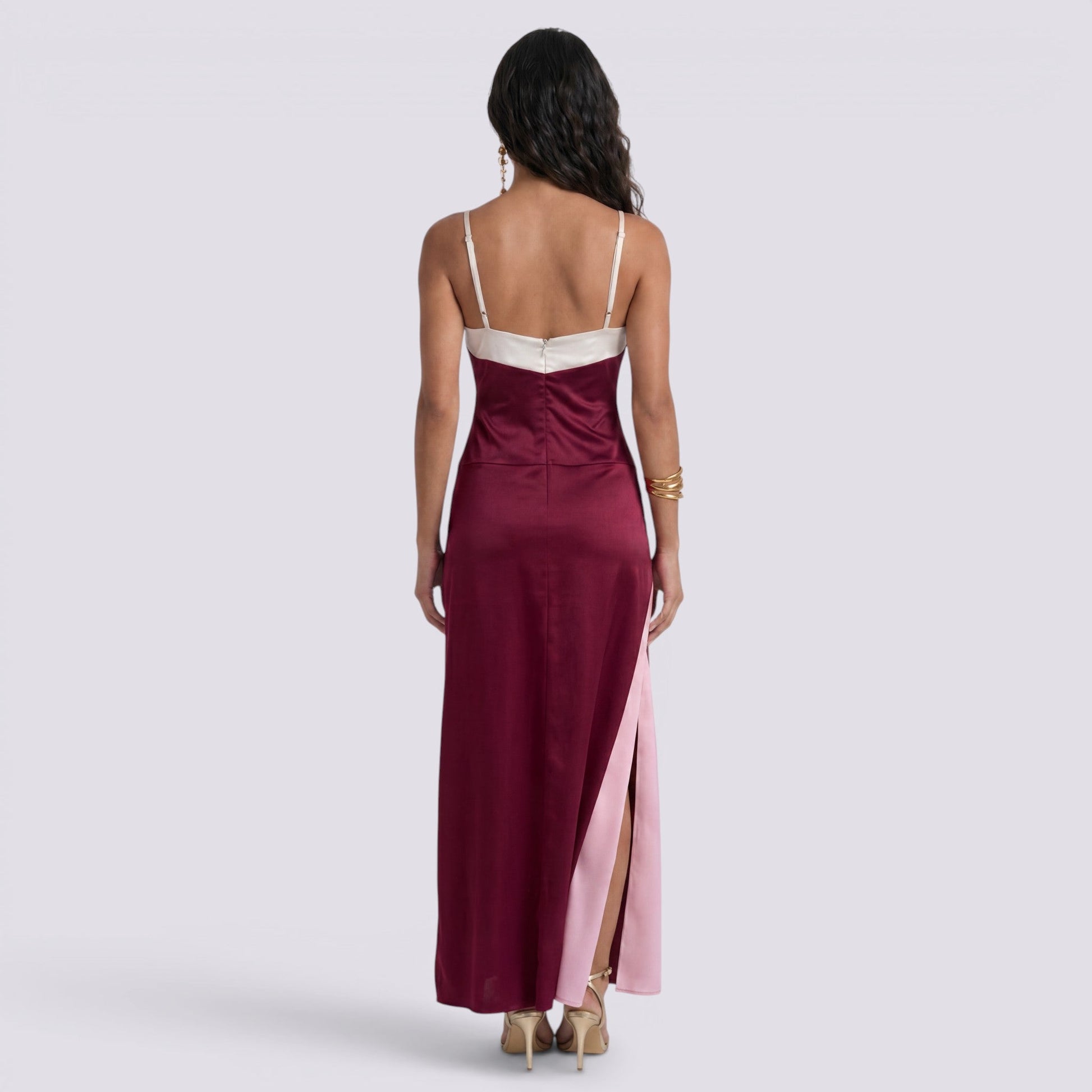 Abito Lungo Donna Elegante Boho Scollo a V da Cerimonia