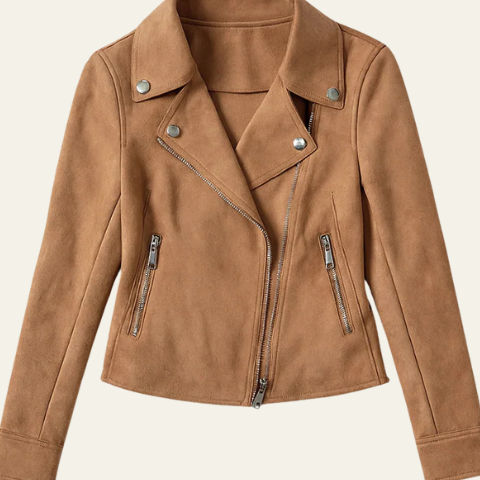 Giacca Biker Donna in Camoscio Vegetale Edge Eleganza Sobria
