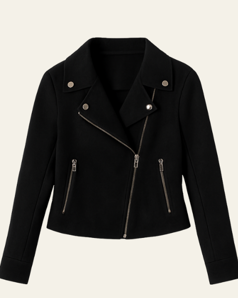 Giacca Biker Donna in Camoscio Vegetale Edge Eleganza Sobria