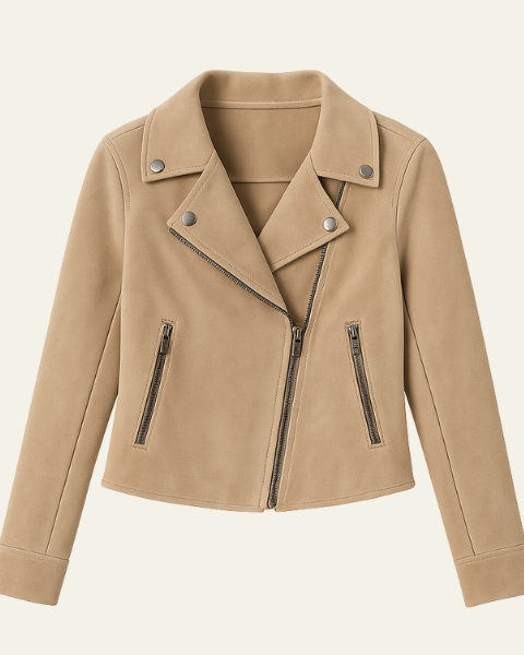 Giacca Biker Donna in Camoscio Vegetale Edge Eleganza Sobria