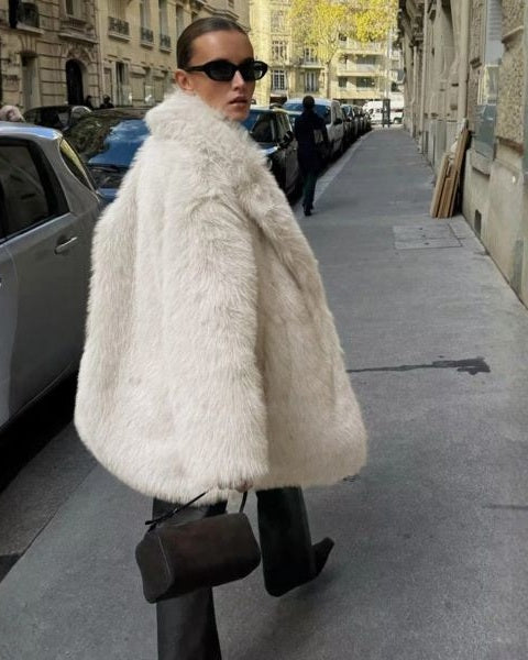Cappotto Donna in Pelliccia Sintetica Glamour Invernale Voluminoso