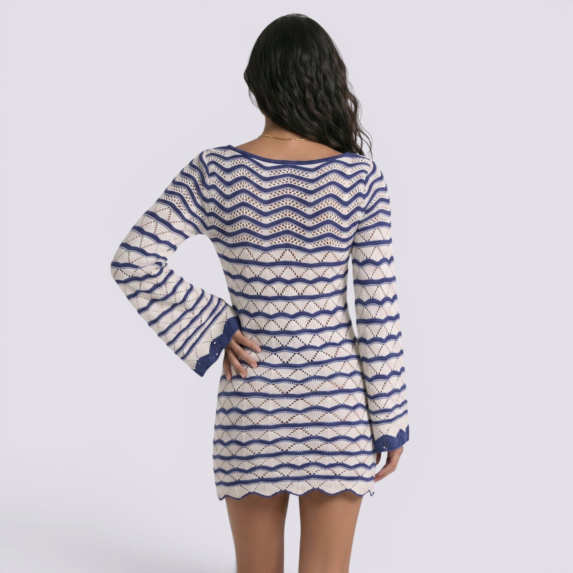 Abito Corto Donna da Spiaggia a Righe Boho Estivo